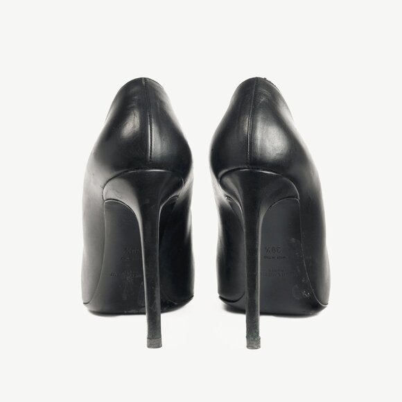 Saint Laurent Black Leather Pointed-Toe Pumps - Picture 3 of 9